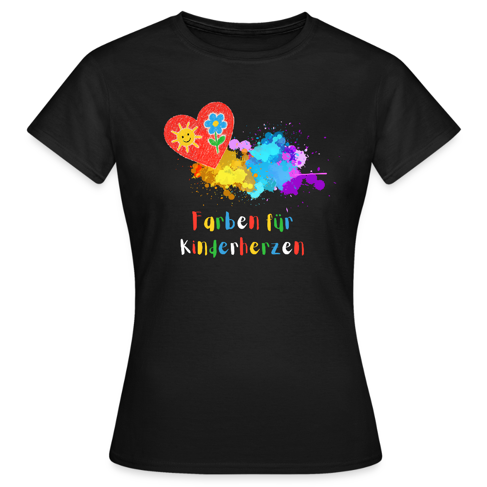 Frauen T-Shirt "Farben für Kinderherzen" Schwarz Frauen T-Shirt
