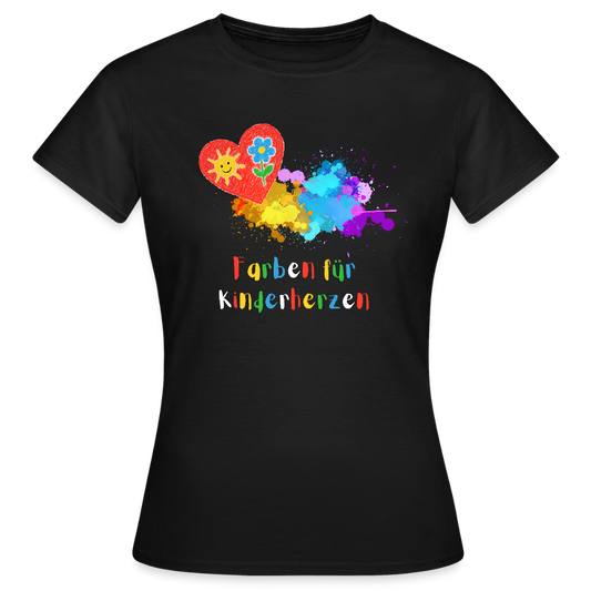 Frauen T-Shirt "Farben für Kinderherzen" Schwarz Frauen T-Shirt