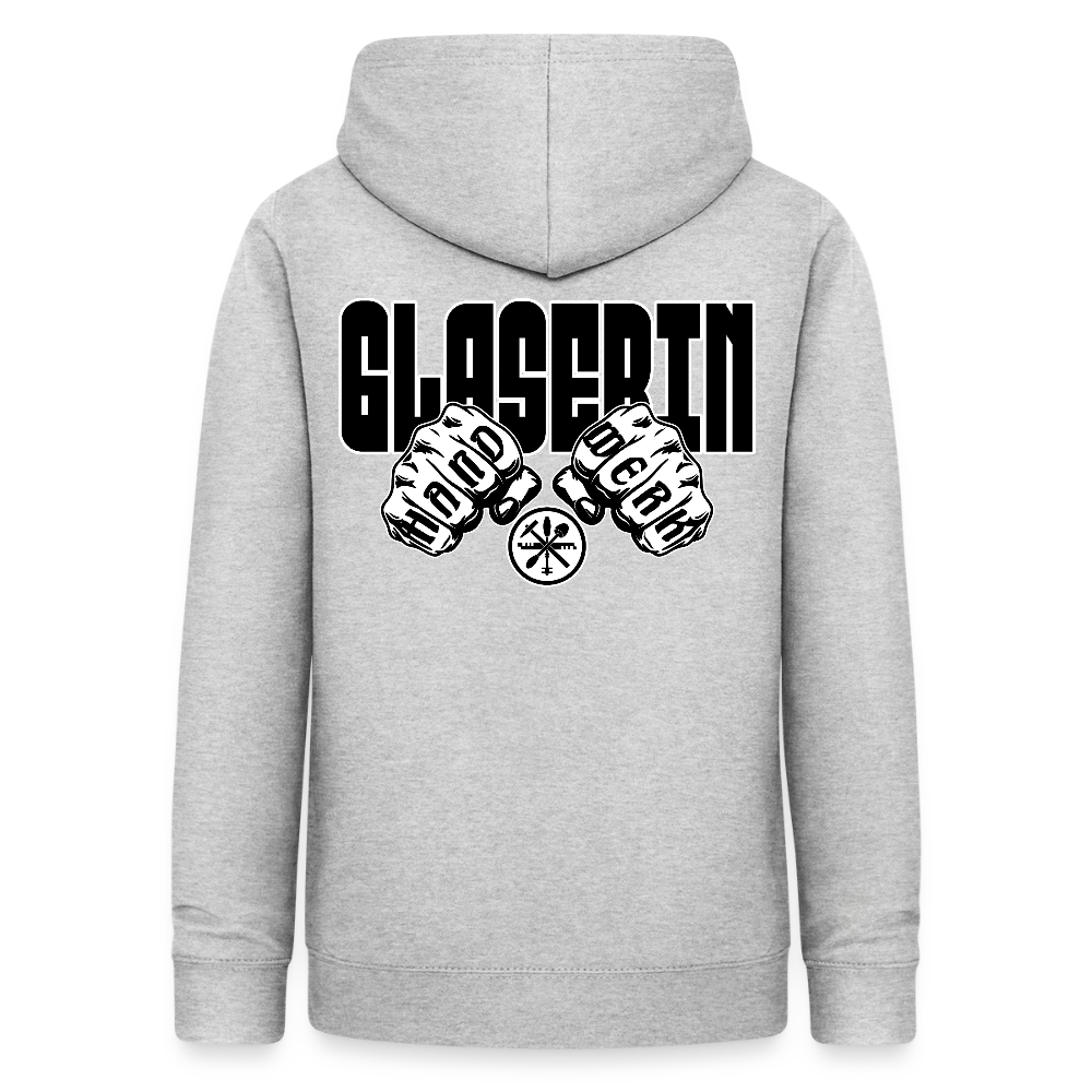Frauen Hoodie "Glaserin" (beidseitig beruckt) Hellgrau meliert Frauen Hoodie