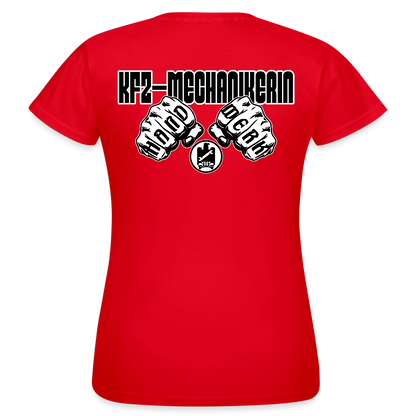 Frauen T-Shirt "KFZ-Mechanikerin" (beidseitig bedruckt) Rot Frauen T-Shirt