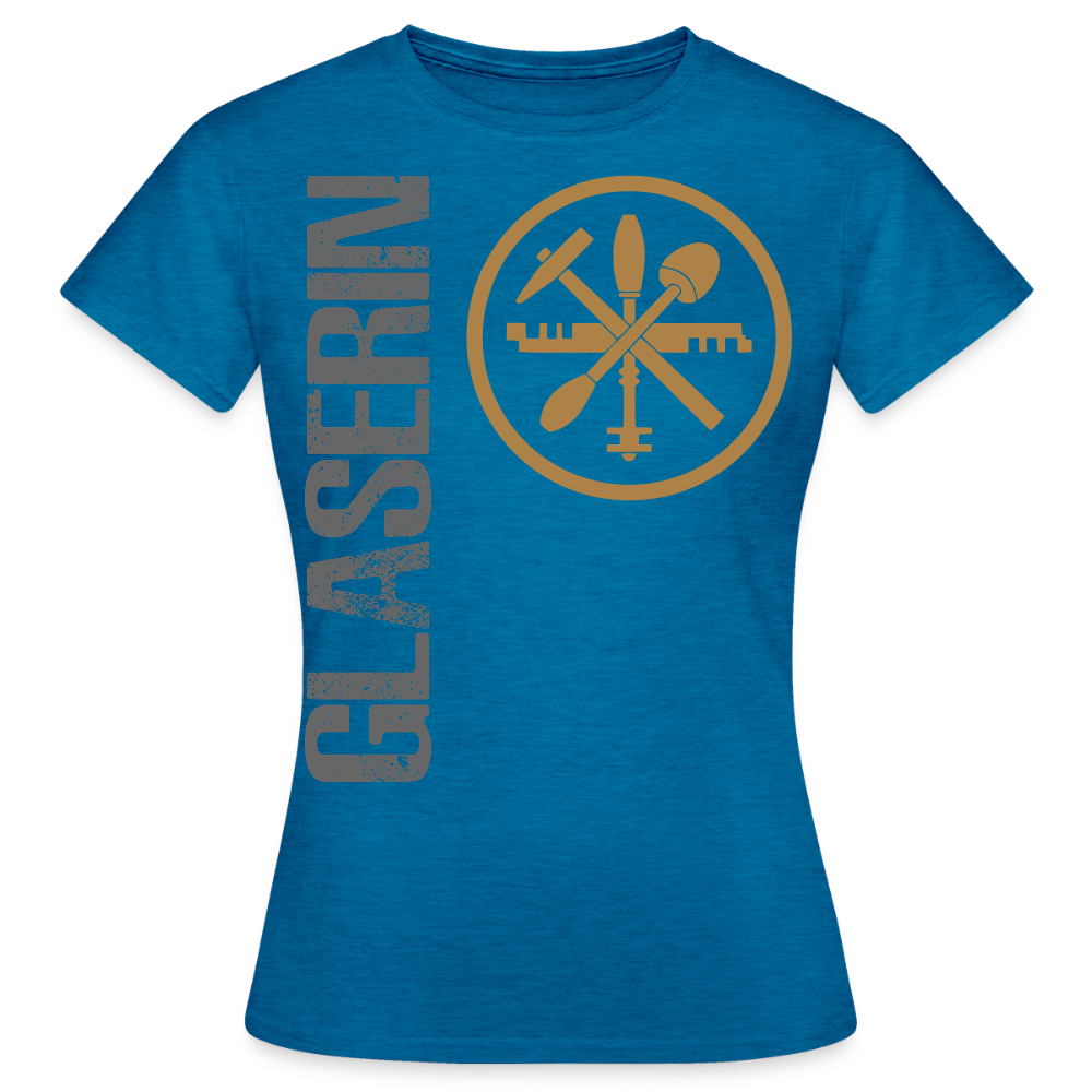 Frauen T-Shirt "Glaserin" Antikblaues Saphir meliert Frauen T-Shirt