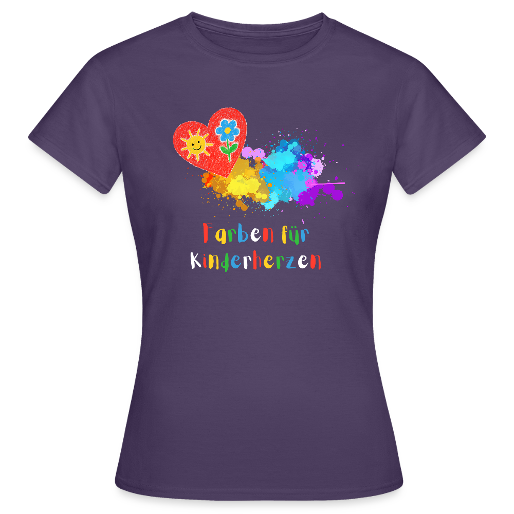 Frauen T-Shirt "Farben für Kinderherzen" Dunkellila Frauen T-Shirt