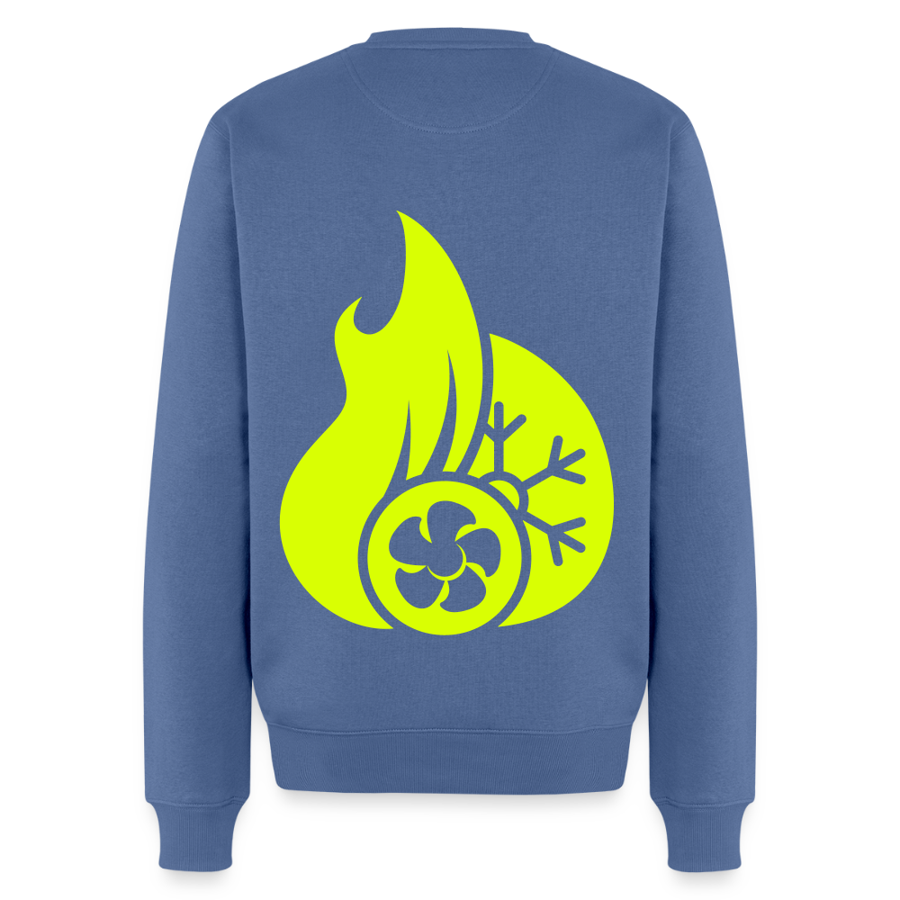 Unisex Premium Pullover "Klimatechniker" neongelb - Taubenblau