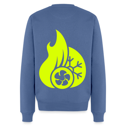 Unisex Premium Pullover "Klimatechniker" neongelb - Taubenblau