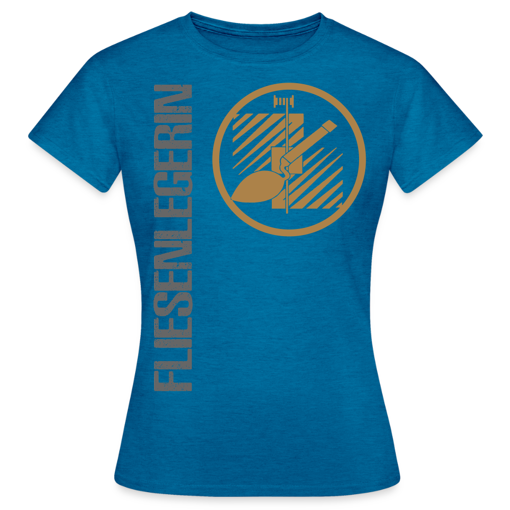 Frauen T-Shirt "Fliesenlegerin" Antikblaues Saphir meliert Frauen T-Shirt