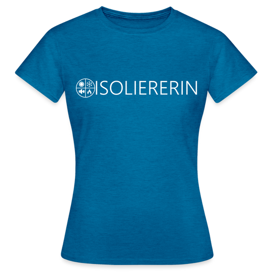 Frauen T-Shirt "Isoliererin" Antikblaues Saphir meliert Frauen T-Shirt