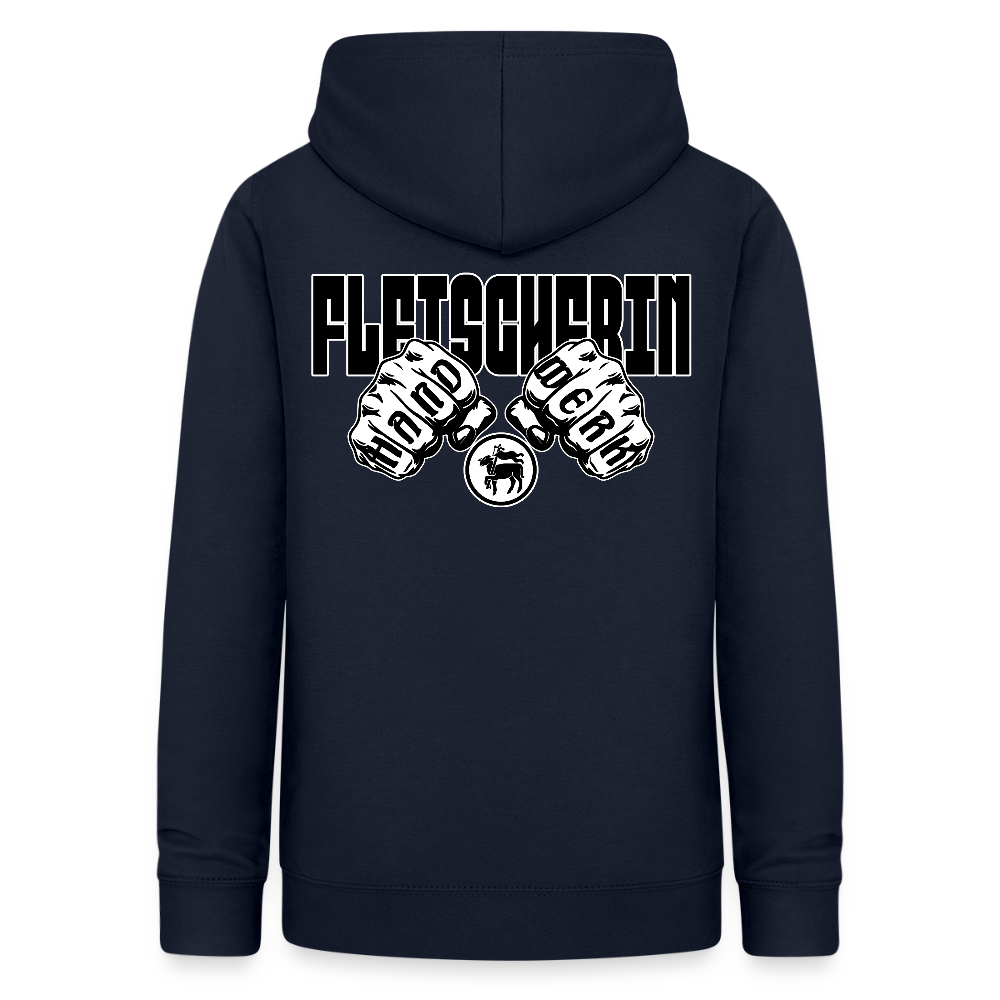 Frauen Hoodie "Fleischerin" (beidseitig beruckt) Navy Frauen Hoodie