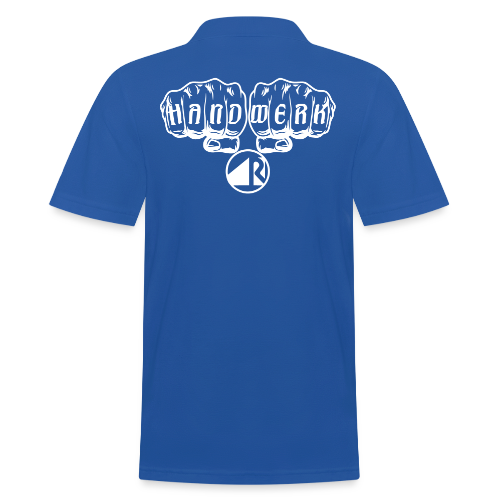 Männer Poloshirt "Raumausstatter" (hinten bedruckt) Royalblau Männer Poloshirt