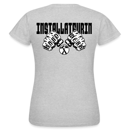 Frauen T-Shirt "Installateurin" (beidseitig bedruckt) Grau meliert Frauen T-Shirt