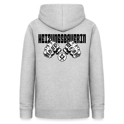 Frauen Hoodie "Heizungsbauerin" (beidseitig beruckt) - Hellgrau meliert