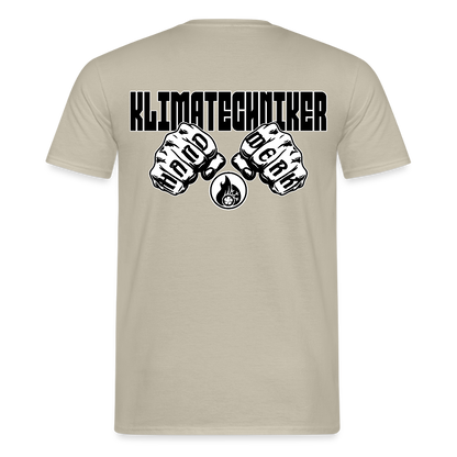 Unisex T-Shirt "Klimatechniker" (beidseitig bedruckt) Sandbeige Männer T-Shirt