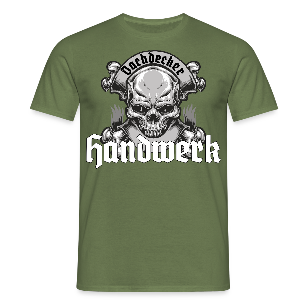 Unisex T-Shirt "Skull-Dachdecker" Militärgrün Männer T-Shirt
