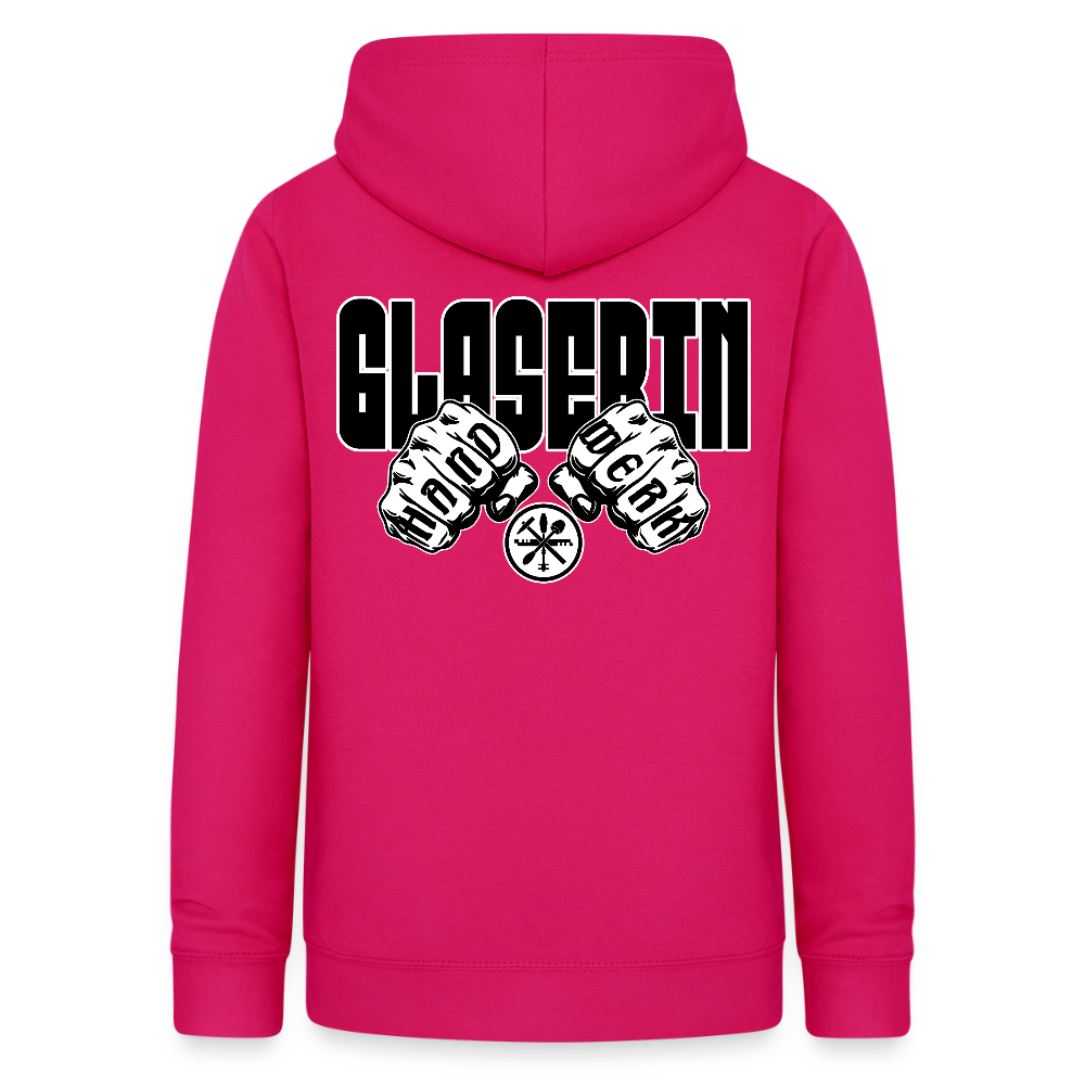 Frauen Hoodie "Glaserin" (beidseitig beruckt) dunkles Pink Frauen Hoodie
