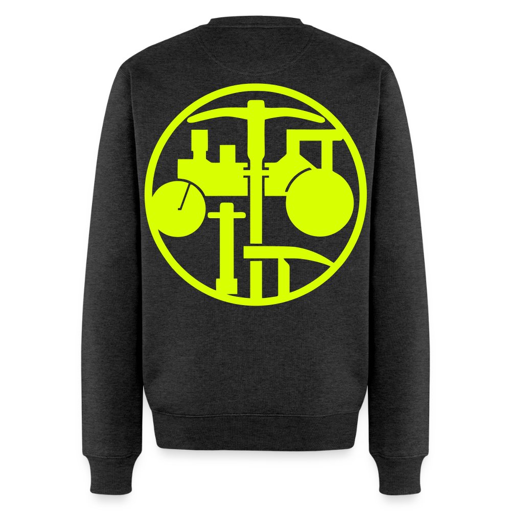 Unisex Premium Pullover "Strassenbauer" neongelb Anthrazit meliert Männer Premium Pullover