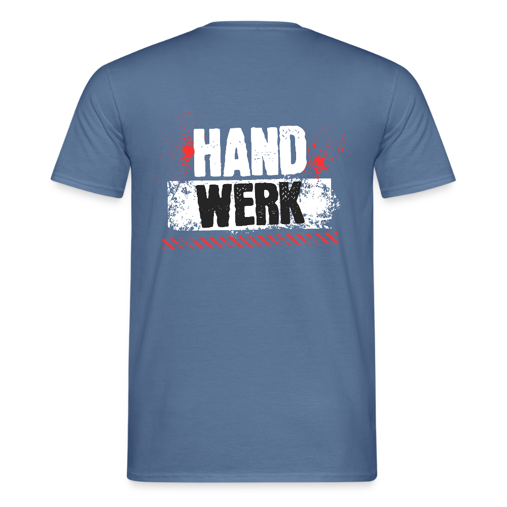 Unisex T-Shirt "Handwerk" (hinten bedruckt) Taubenblau Männer T-Shirt
