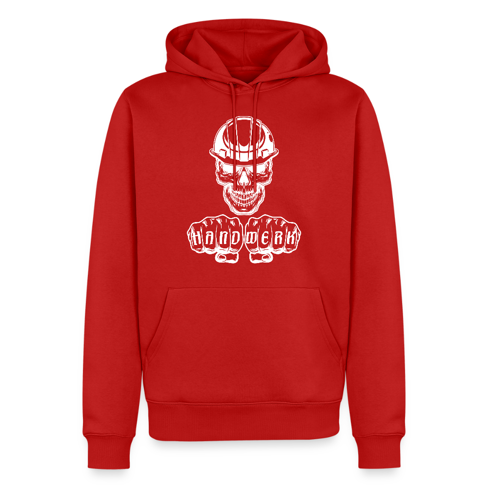Männer Premium Hoodie "Skull-Helm-Handwerk" Rot Männer Premium Hoodie