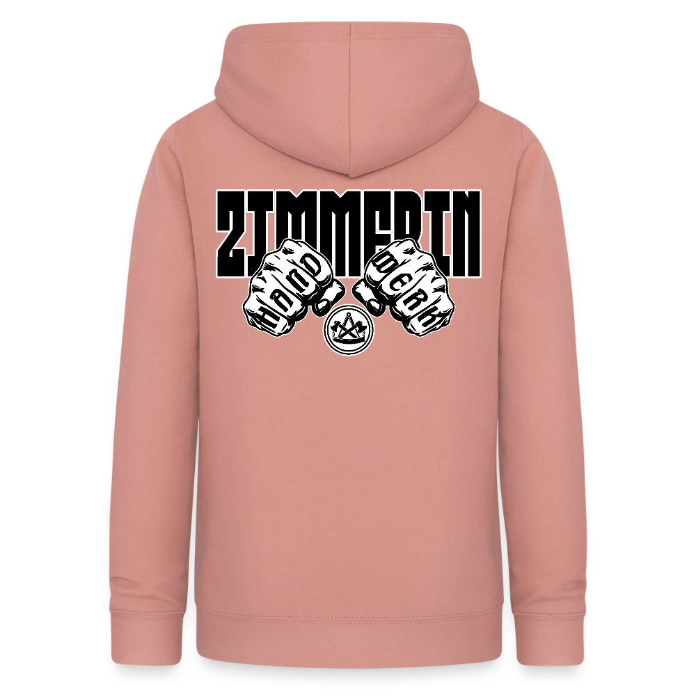 Frauen Hoodie "Zimmerin" (beidseitig beruckt) Altrosa Frauen Hoodie
