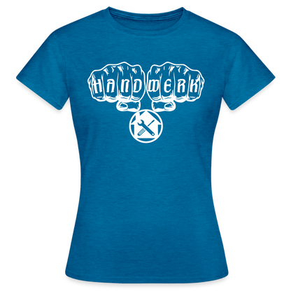 Frauen T-Shirt "Hausmeister" Antikblaues Saphir meliert Frauen T-Shirt
