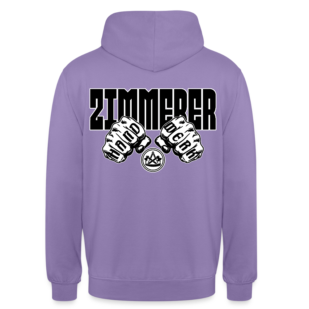 Unisex Hoodie "Zimmerer" (beidseitig bedruckt) Lavendel Unisex Hoodie