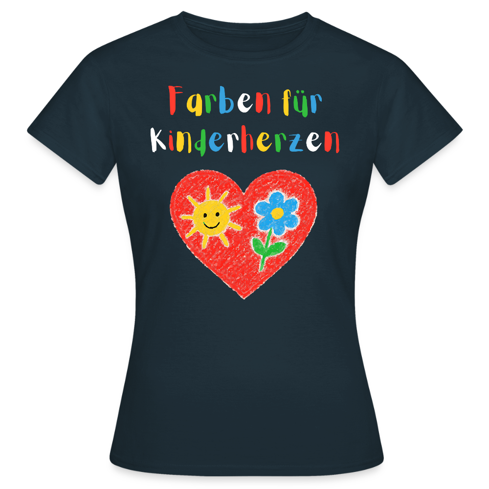 Frauen T-Shirt "Farben für Kinderherzen" Navy Frauen T-Shirt