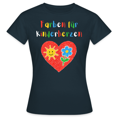 Frauen T-Shirt "Farben für Kinderherzen" Navy Frauen T-Shirt