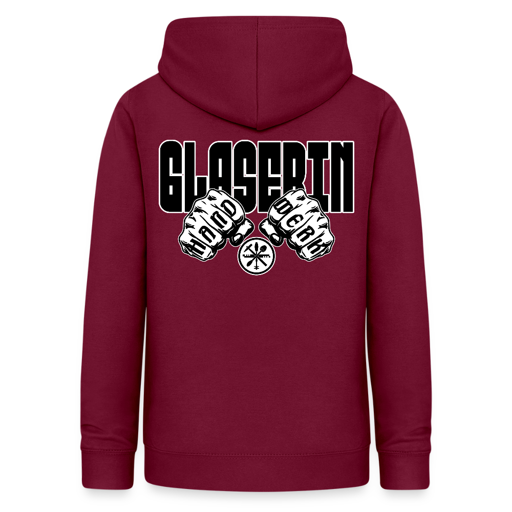 Frauen Hoodie "Glaserin" (beidseitig beruckt) Bordeaux Frauen Hoodie