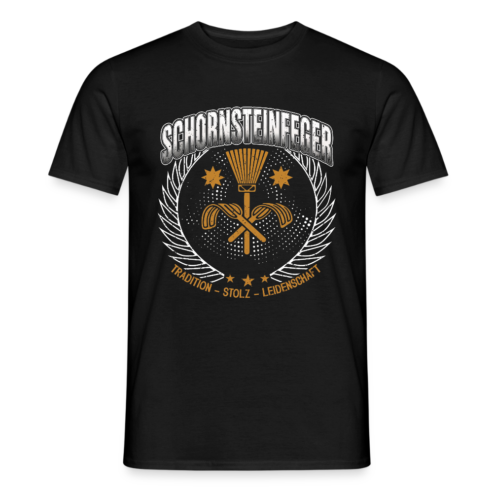 Unisex Tradition Schornsteinfeger T-Shirt von Spreadconnect, schwarzes Männer T-Shirt mit Schornsteinfeger-Print, bequem und stilvoll.