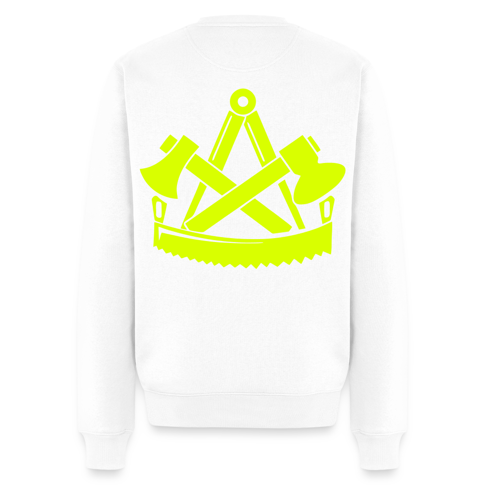 Unisex Premium Pullover "Zimmermann" neongelb Weiß Männer Premium Pullover