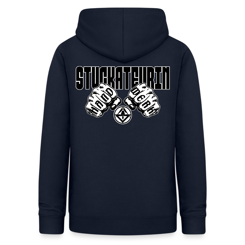Frauen Hoodie "Stuckateurin" (beidseitig beruckt) Navy Frauen Hoodie