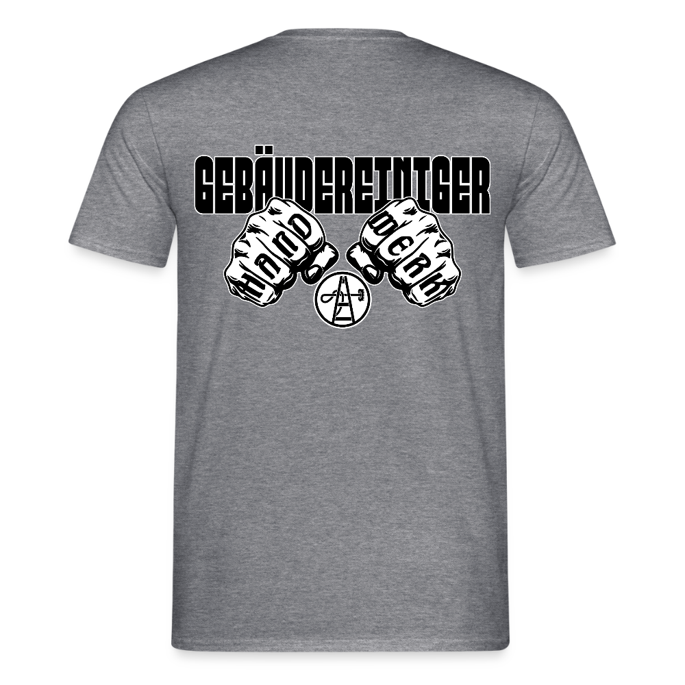 Unisex T-Shirt "Gebäudereiniger" (beidseitig bedruckt) Graphit meliert Männer T-Shirt
