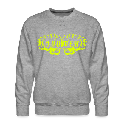 Unisex Premium Pullover "Klimatechniker" neongelb Grau meliert Männer Premium Pullover