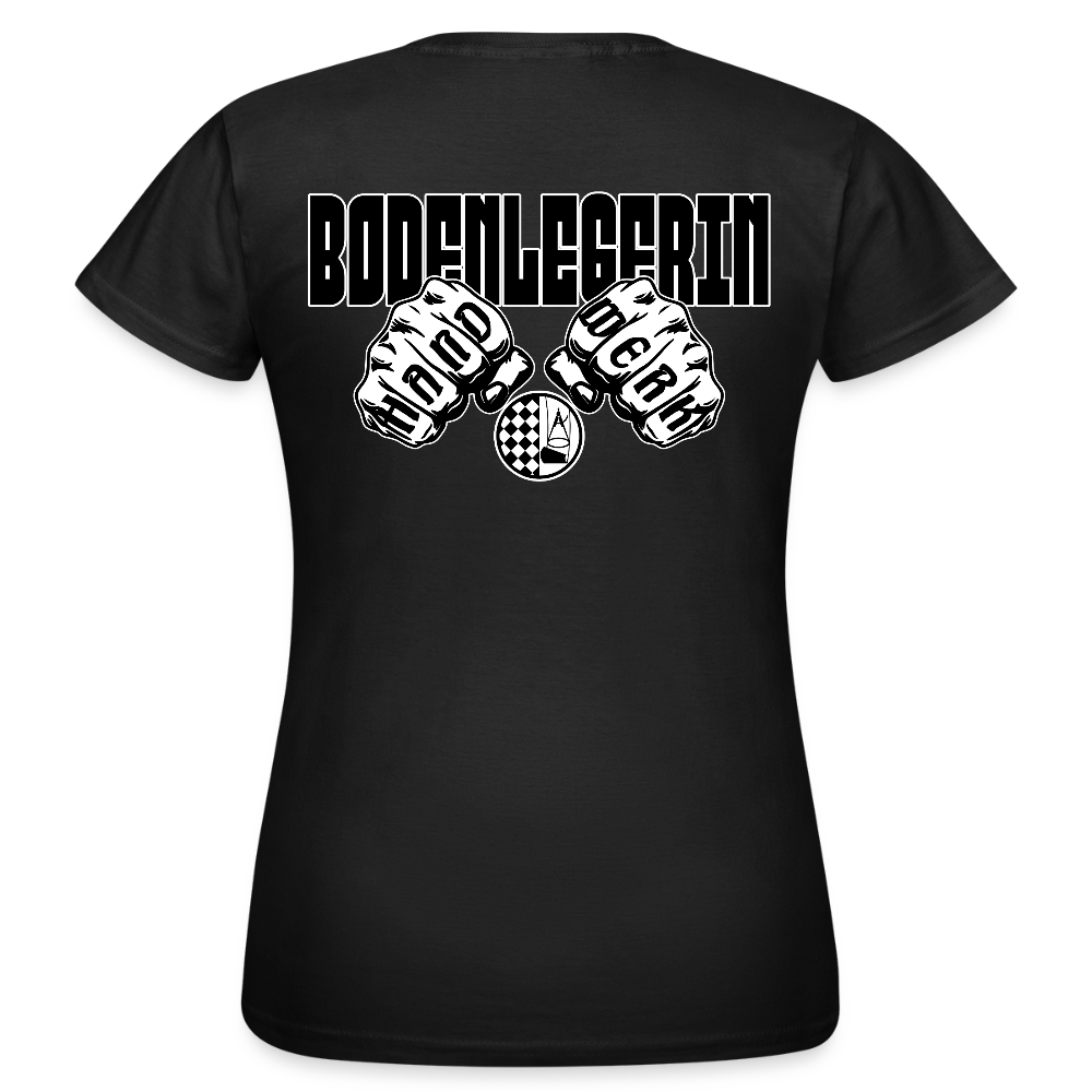 Frauen T-Shirt "Bodenlegerin" (beidseitig bedruckt) Schwarz Frauen T-Shirt