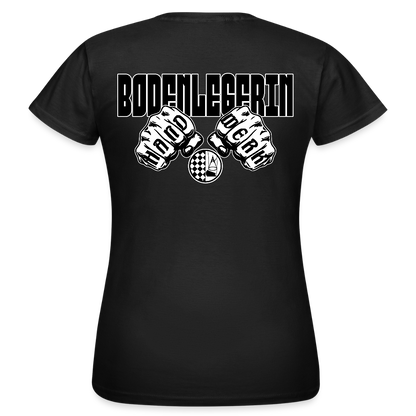 Frauen T-Shirt "Bodenlegerin" (beidseitig bedruckt) Schwarz Frauen T-Shirt