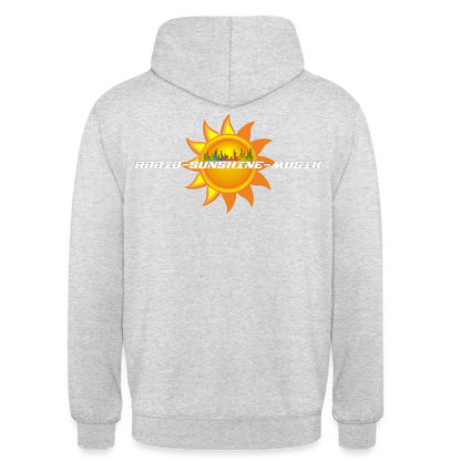Unisex Hoodie "Radio-Sunshine-Musik" (beidseitig bedruckt) Hellgrau meliert Unisex Hoodie