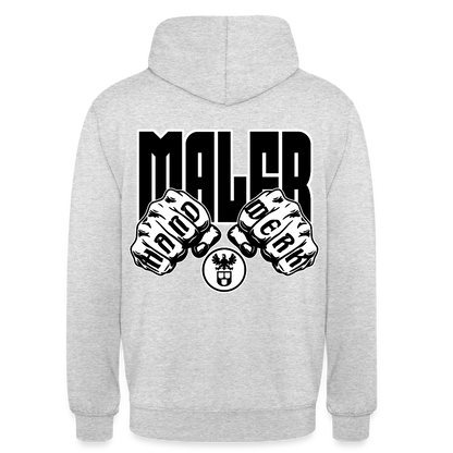 Unisex Hoodie "Maler" (beidseitig bedruckt) Hellgrau meliert Unisex Hoodie