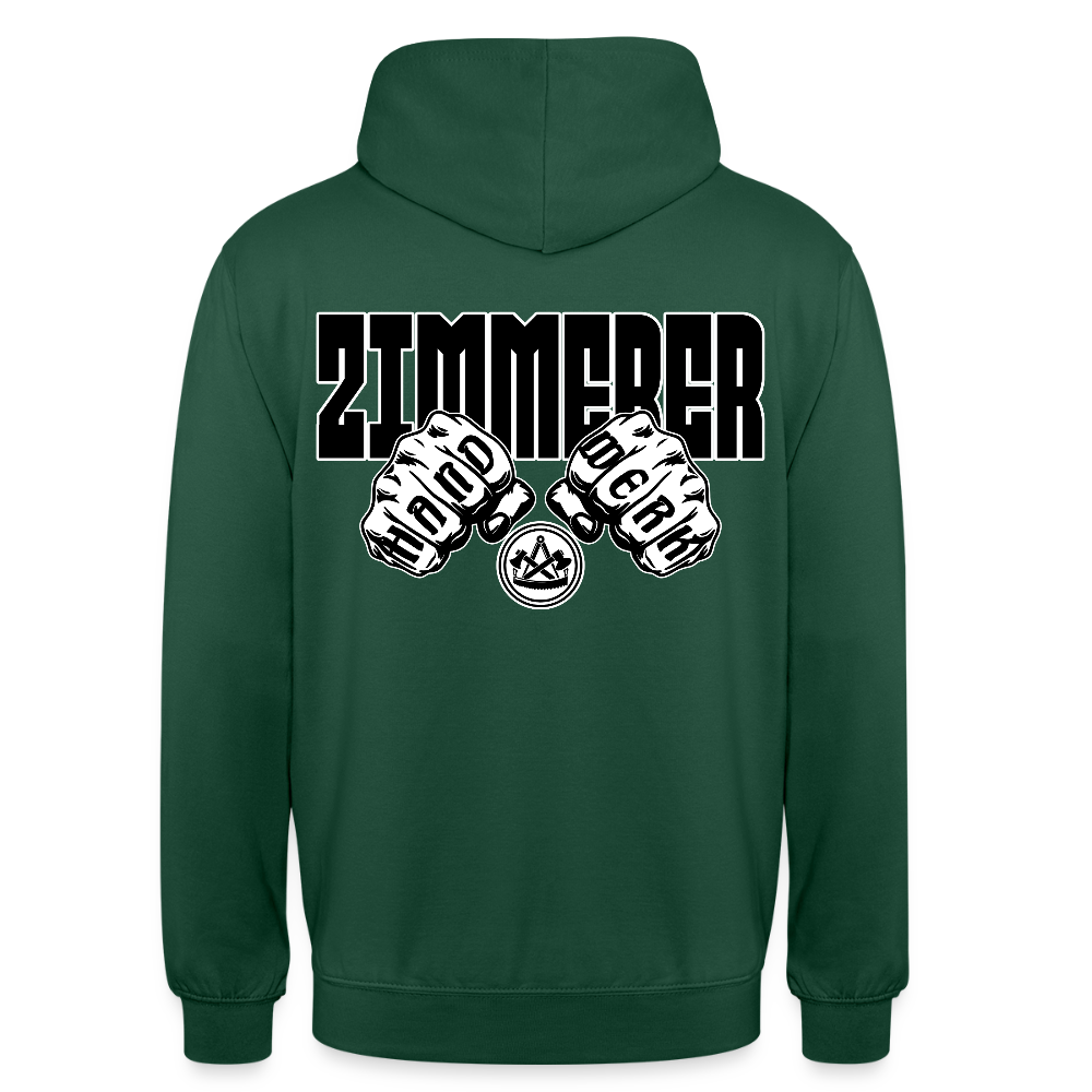 Unisex Hoodie "Zimmerer" (beidseitig bedruckt) Flaschengrün Unisex Hoodie
