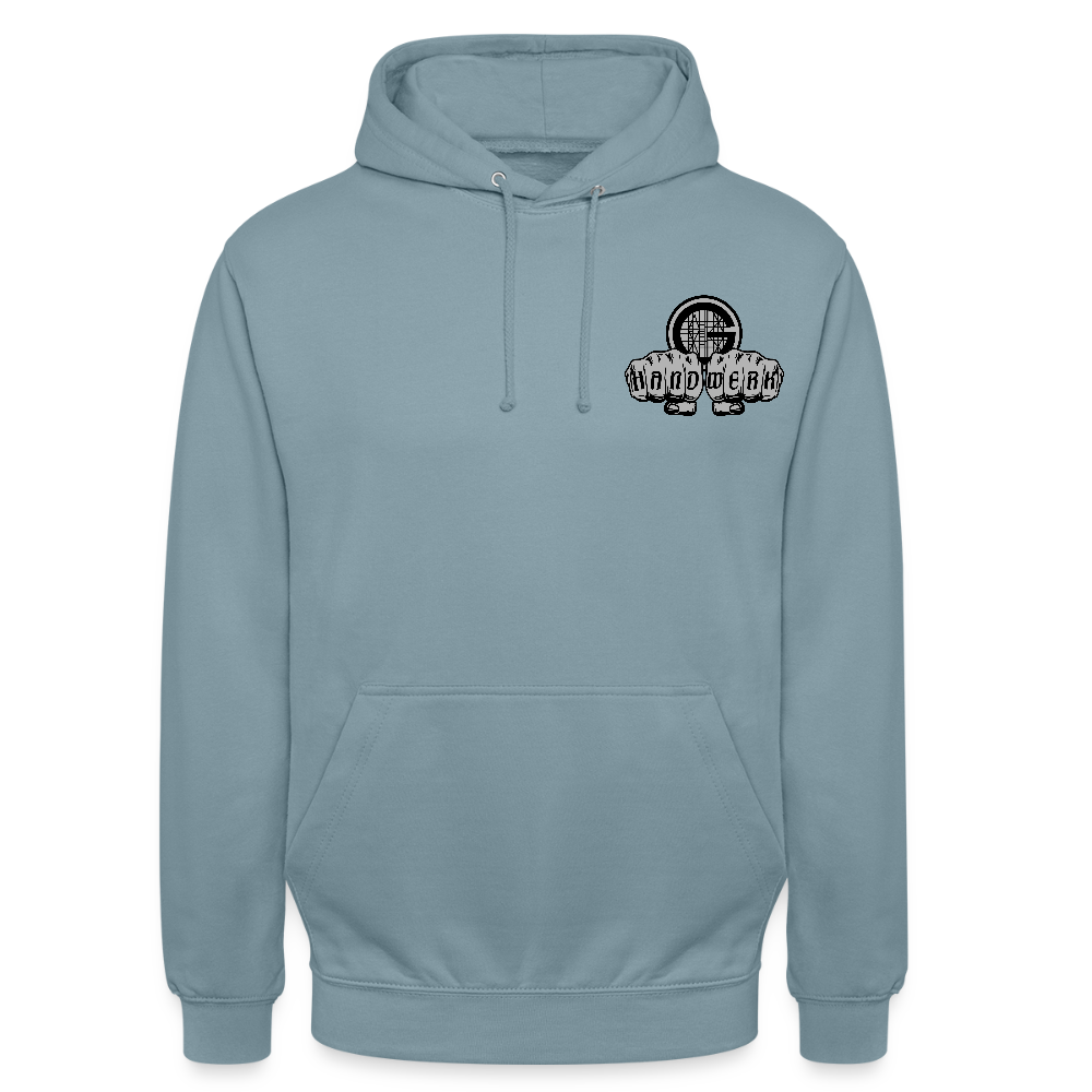 Unisex  Hoodie "Gerüstbauer" beidseitig bedruckt - Nebelblau