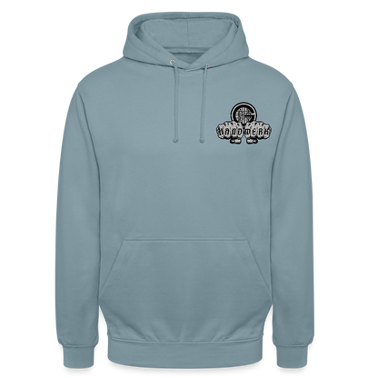Unisex  Hoodie "Gerüstbauer" beidseitig bedruckt - Nebelblau