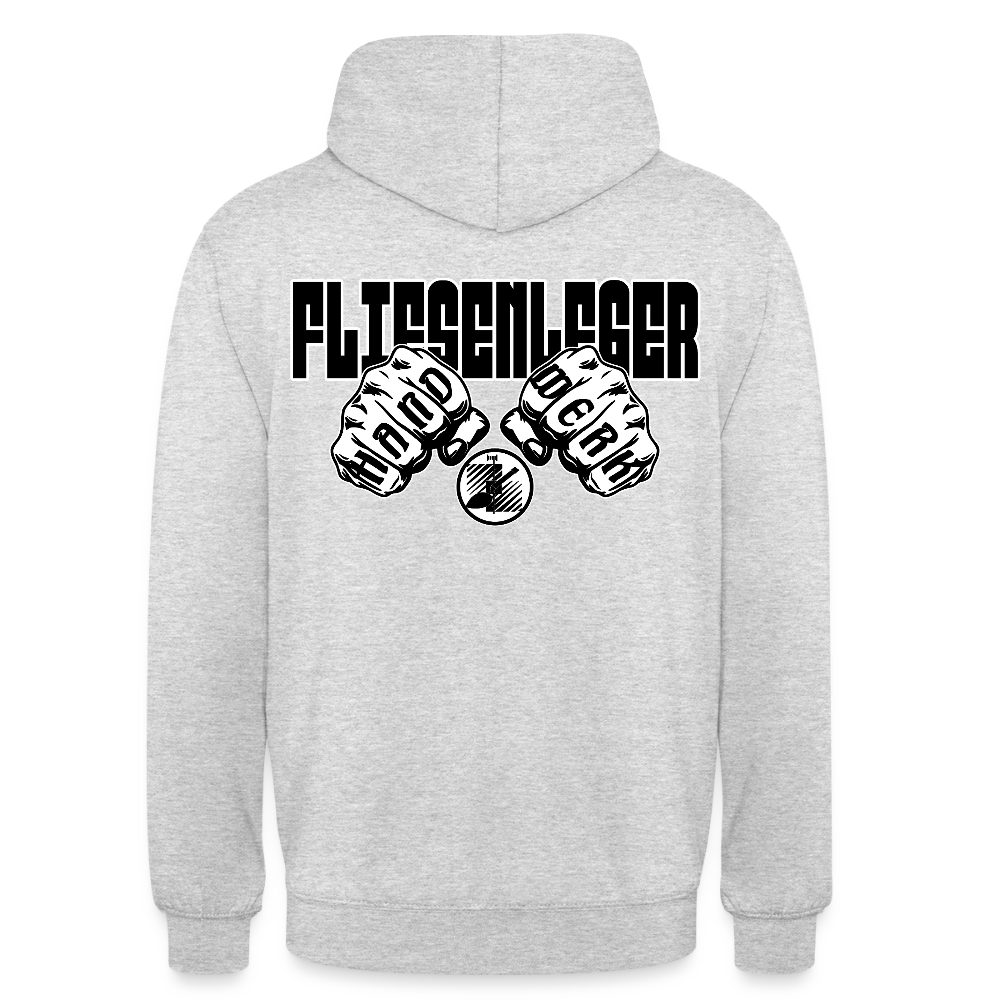 Unisex Hoodie "Fliesenleger" (beidseitig bedruckt) Hellgrau meliert Unisex Hoodie