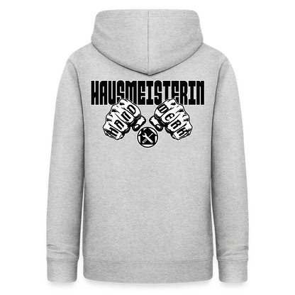 Frauen Hoodie "Hausmeisterin" (beidseitig beruckt) Hellgrau meliert Frauen Hoodie