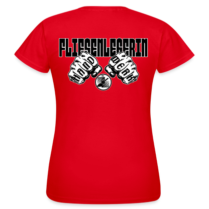 Frauen T-Shirt "Fliesenlegerin" (beidseitig bedruckt) Rot Frauen T-Shirt