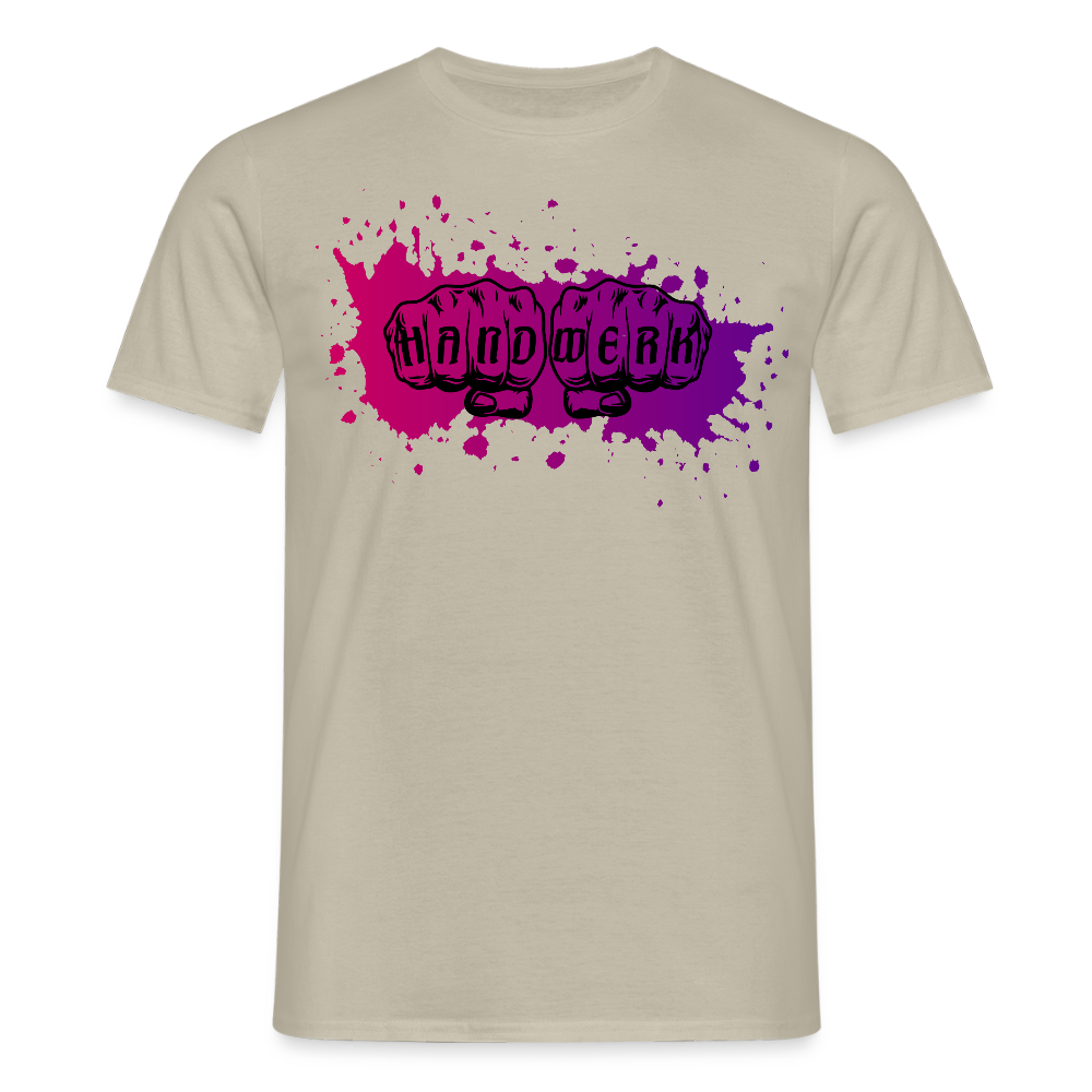 Unisex T-Shirt "Splash-Violett" Sandbeige Männer T-Shirt