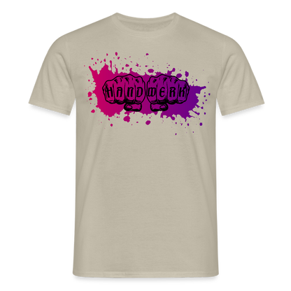 Unisex T-Shirt "Splash-Violett" Sandbeige Männer T-Shirt