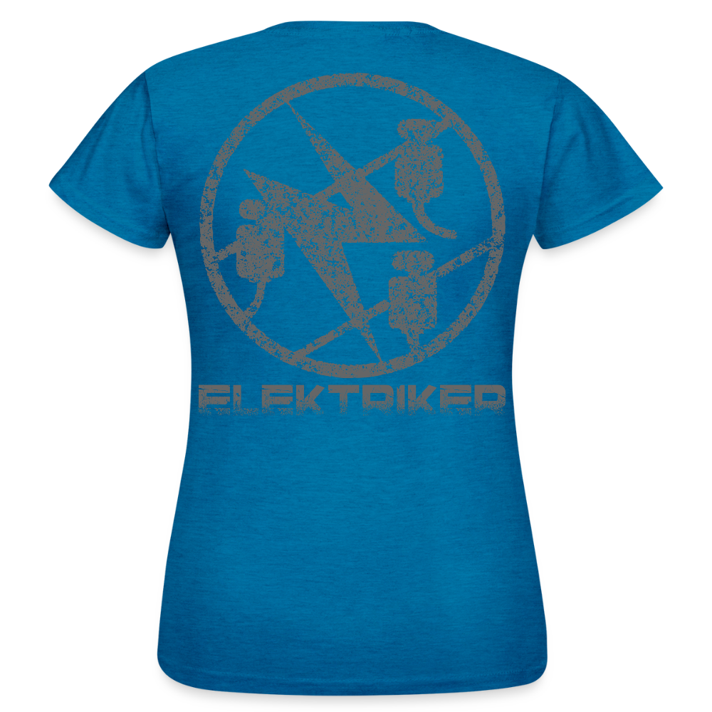 Frauen T-Shirt "Elektriker" Antikblaues Saphir meliert Frauen T-Shirt