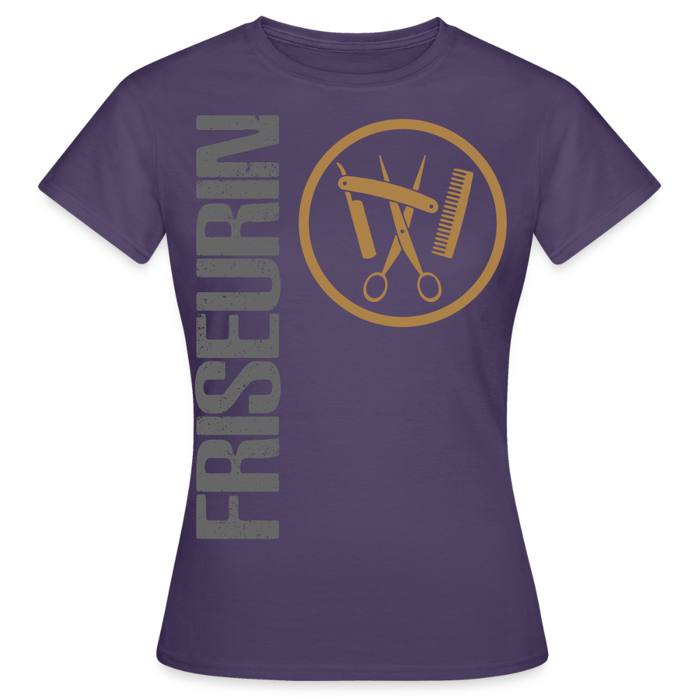 Frauen T-Shirt "Friseurin" Dunkellila Frauen T-Shirt