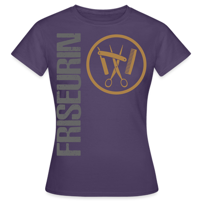 Frauen T-Shirt "Friseurin" Dunkellila Frauen T-Shirt