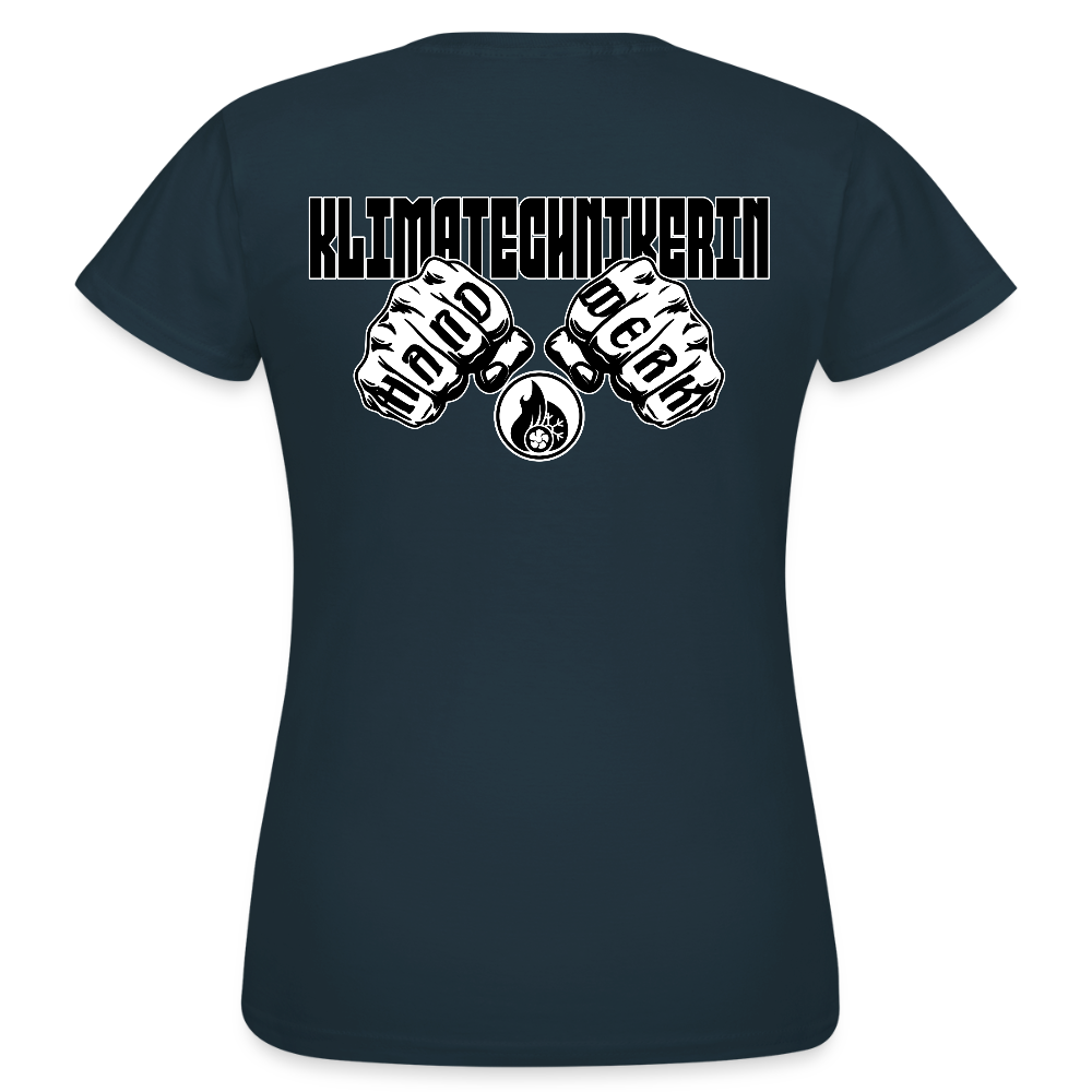 Frauen T-Shirt "Klimatechnikerin" (beidseitig bedruckt) - Navy