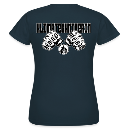 Frauen T-Shirt "Klimatechnikerin" (beidseitig bedruckt) - Navy