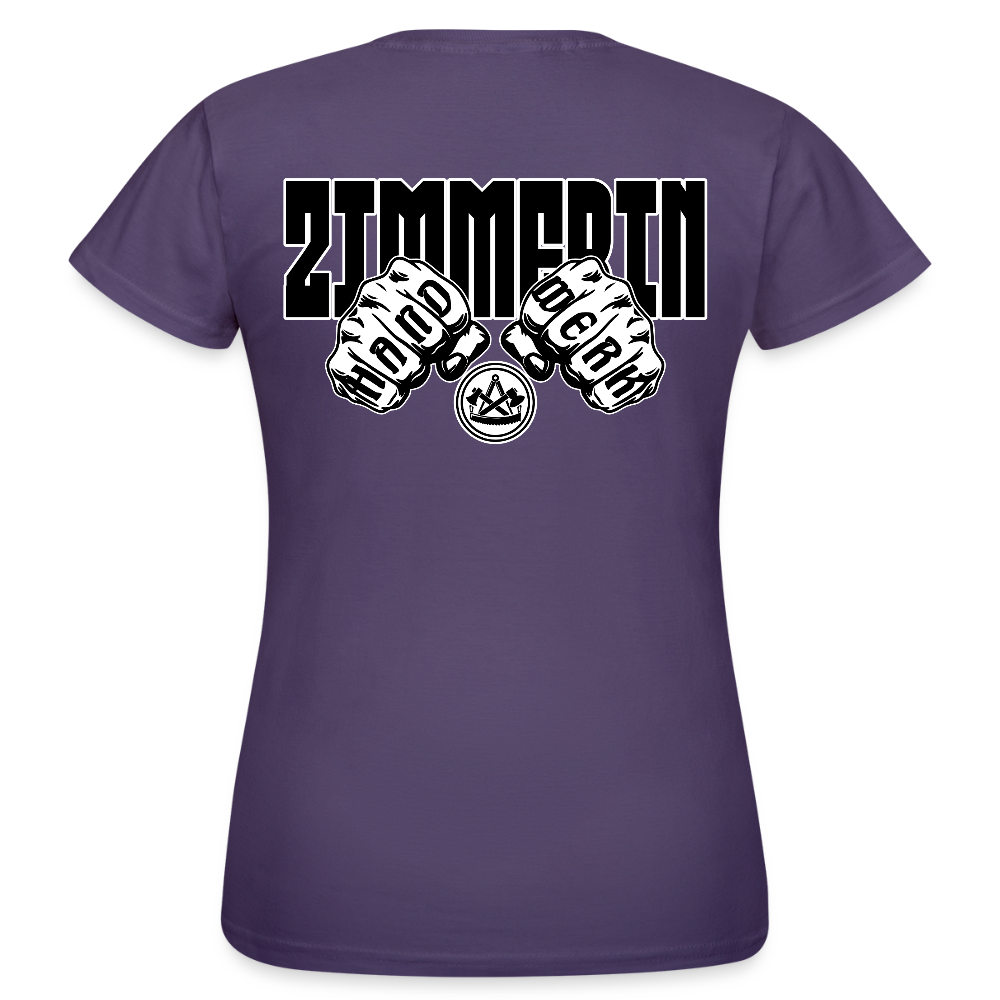 Frauen T-Shirt "Zimmerin" (beidseitig bedruckt) Dunkellila Frauen T-Shirt