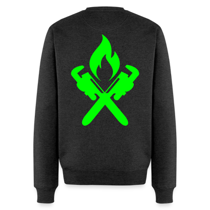 Unisex Premium Pullover "Heizungsbauer" neongrün Anthrazit meliert Männer Premium Pullover